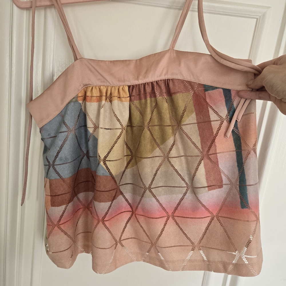 Geometric Patterned Spaghetti Strap Top - image 2